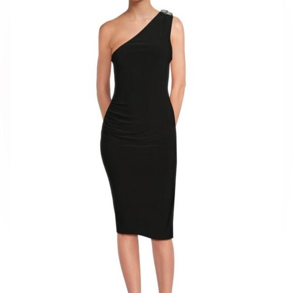 NWT Bebe Embellished One Shoulder Midi Dress Women’s Size XL #49 - Picture 1 of 12